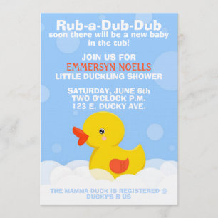 RUB-A-DUB-DUB-Baby shower/uitnodiging van de dag v Kaart