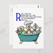 Rub A Dub Dub Briefkaart (Voorkant / Achterkant)