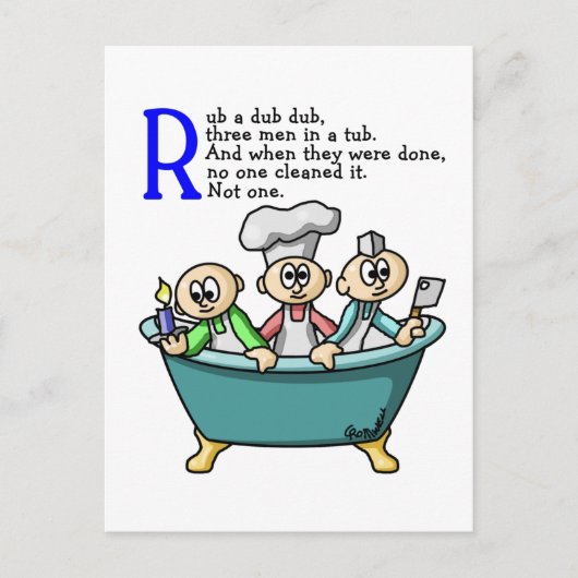 Rub A Dub Dub Briefkaart (Voorkant)