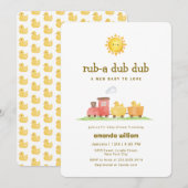 Rub A Dub Dub Duck Choo Choo Train Baby Shower   Kaart (Voorkant / Achterkant)