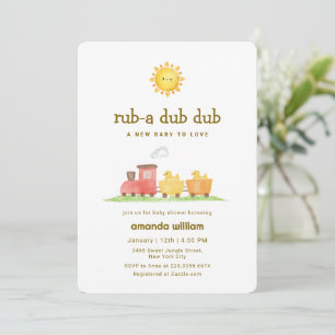 Rub A Dub Dub Eend Choo Choo Trein Baby Shower Kaart