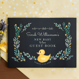 Rub-A-Dub-Dub Gele Rubber Ducky Floral Garden Gastenboek