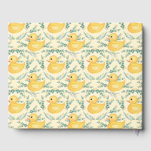 Rub-A-Dub-Dub Gele Rubber Ducky Floral Garden Gastenboek (Achterkant)