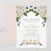 Rub-A-Dub-Dub Yellow Duck Floral Baby shower Kaart (Voorkant / Achterkant)