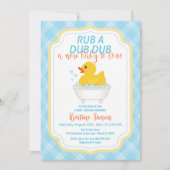 Rub-a-Dub Rubber Duck Baby shower Invitation – Blu Kaart (Voorkant)