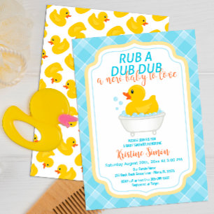 Rub-a-Dub Rubber Duck Baby shower Invitation – Blu Kaart