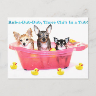 Rub a Dub Three Chis in een Tub Briefkaart