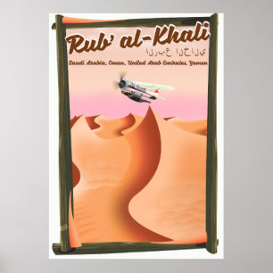 Rub' al Khali Saudi-Arabië vakantie-poster. Poster