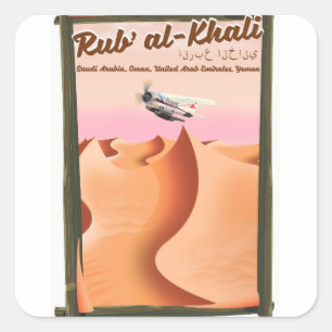 Rub' al Khali vakantieposter Saudi-Arabië. Vierkante Sticker