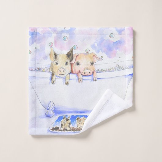 Rub een Dub Dub-piggies in de buisverf Bad Handdoek (Wasdoekje)