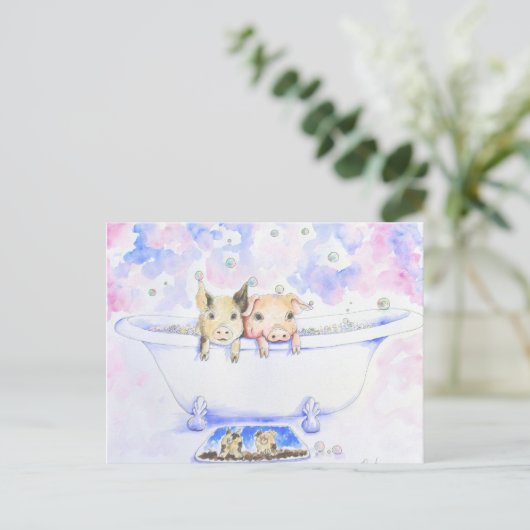 Rub een Dub Dub-piggies in de buisverf Briefkaart (Staand voorkant)