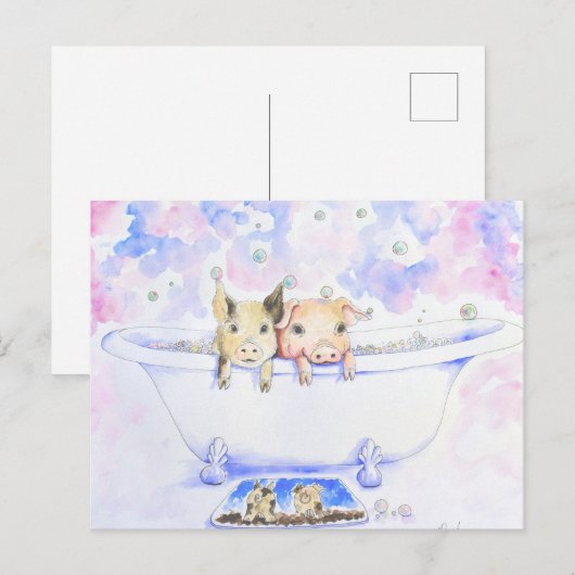 Rub een Dub Dub-piggies in de buisverf Briefkaart (Voorkant / Achterkant)