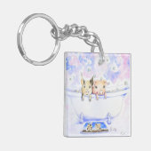 Rub een Dub Dub-piggies in de buisverf Sleutelhanger (Voorkant Links)