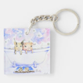 Rub een Dub Dub-piggies in de buisverf Sleutelhanger (Achterkant)