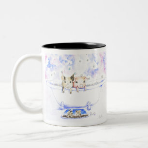 Rub een Dub Dub-piggies in de buisverf Tweekleurige Koffiemok