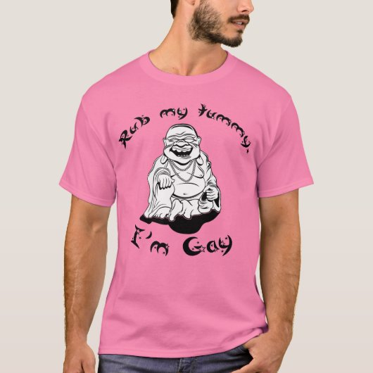 RUB MIJN TUMMY, IK BEN GAY T-SHIRT (Voorkant)
