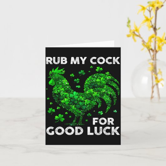 Rub My For Good Luck Funny St Patrick's Day Chicke Kaart (Gele Bloem)