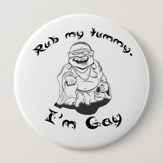 RUB MY TUMMY - IM GAY RONDE BUTTON 4,0 CM (Voorkant)
