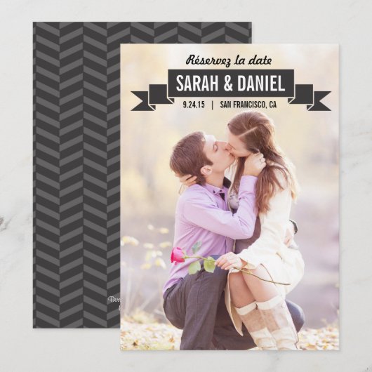 Ruban de charme sauver les cartes de date save the date (Voorkant / Achterkant)