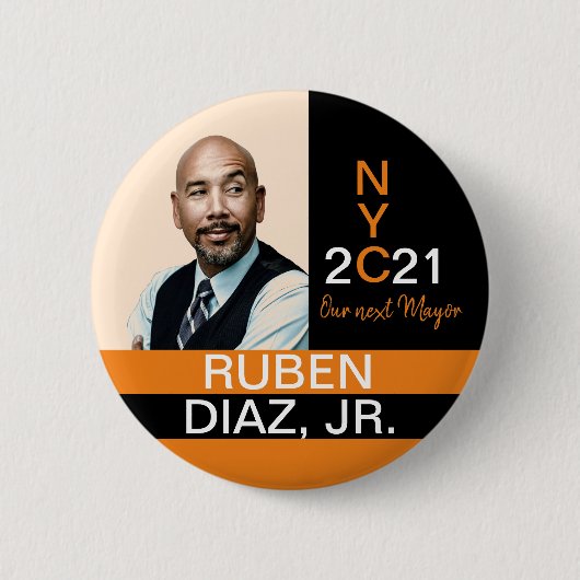 Ruban Diaz voor de burgemeester van NYC 2021 Ronde Button 5,7 Cm (Voorkant)