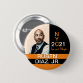 Ruban Diaz voor de burgemeester van NYC 2021 Ronde Button 5,7 Cm (Voorkant /achterkant)