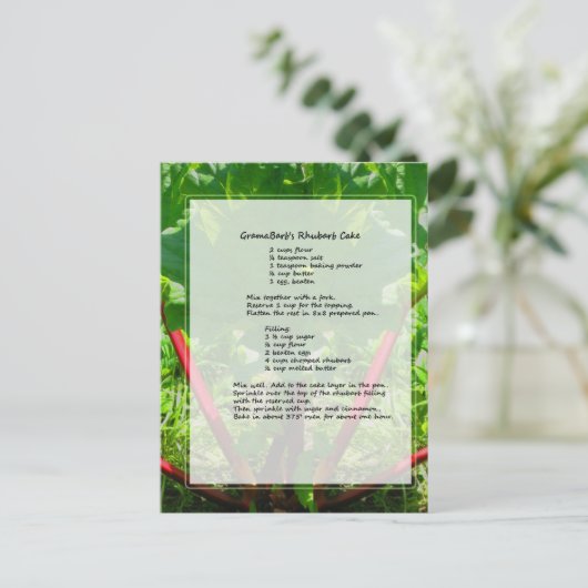 Rubarb Cake Recipe Briefkaart (Staand voorkant)
