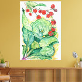 Rubarb en frambozen op Canvas (Insitu (Woonkamer))