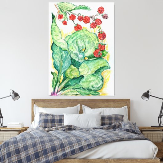 Rubarb en frambozen op Canvas (Insitu (Slaapkamer))