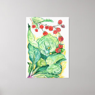 Rubarb en frambozen op Canvas Afdruk