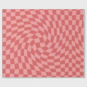 Rubard Red Retro Warped Checkered Cadeaupapier (Vlak)