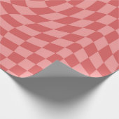 Rubard Red Retro Warped Checkered Cadeaupapier (Hoek)