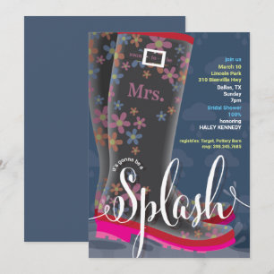 Rubber Boot Splash Bridal Shower Kaart