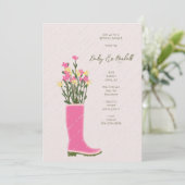 Rubber Boot Vaas Bruiloft Douche Uitnodiging (Staand voorkant)