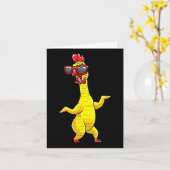 Rubber Chicken Dancing Party Grappige Kinder Manne Kaart (Gele Bloem)