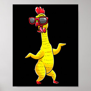 Rubber Chicken Dancing Party Grappige Kinder Manne Poster