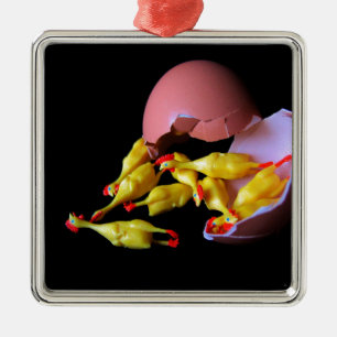 Rubber Chicken Hatchling Metalen Ornament