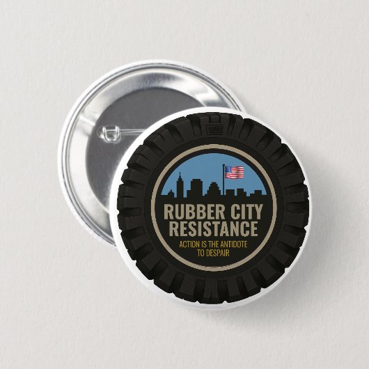 Rubber City Resistance-knop - nieuwe logo Ronde Button 5,7 Cm (Voorkant /achterkant)