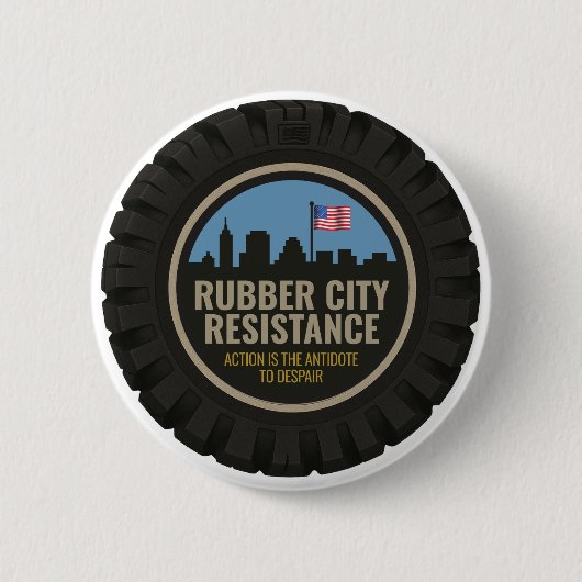 Rubber City Resistance-knop Ronde Button 5,7 Cm (Voorkant)