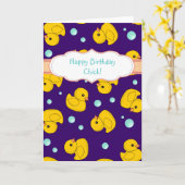 Rubber de verjaardagskaart van de Eend - leuk Kaart (Gele Bloem)