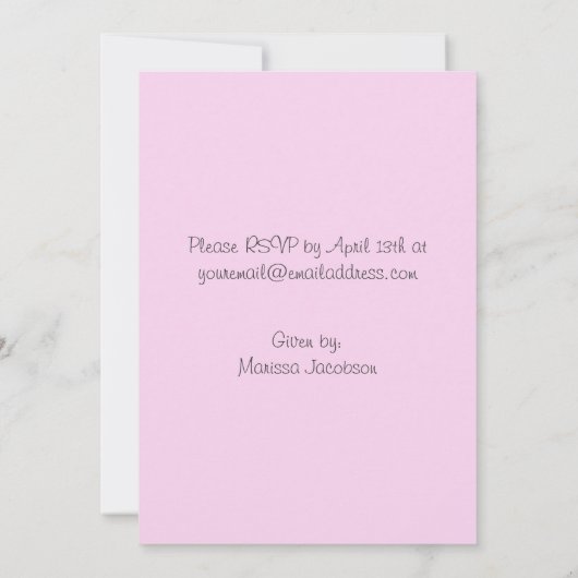 Rubber druppelroze babydouche-uitnodigingen kaart (Achterkant)