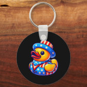 Rubber Duck 4 juli Onafhankelijkheidsdag Mannen Vr Sleutelhanger (Voorkant)