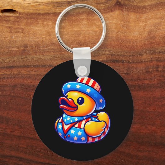 Rubber Duck 4 juli Onafhankelijkheidsdag Mannen Vr Sleutelhanger (Voorkant)