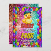 Rubber Duck aangepaste karakter verjaardag uitnodi Kaart (Voorkant / Achterkant)