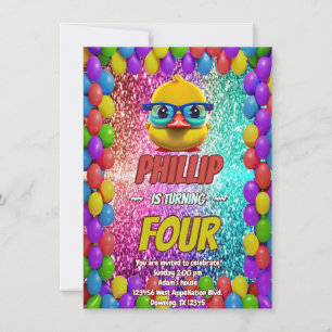 Rubber Duck aangepaste karakter verjaardag uitnodi Kaart