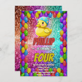 Rubber Duck aangepaste karakter verjaardag uitnodi Kaart (Voorkant / Achterkant)