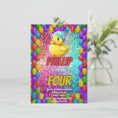 Rubber Duck aangepaste karakter verjaardag uitnodi Kaart (Staand voorkant)