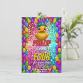 Rubber Duck aangepaste karakter verjaardag uitnodi Kaart (Staand voorkant)