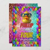 Rubber Duck aangepaste karakter verjaardag uitnodi Kaart (Voorkant / Achterkant)