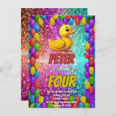 Rubber Duck aangepaste karakter verjaardag uitnodi Kaart (Voorkant / Achterkant)