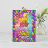 Rubber Duck aangepaste karakter verjaardag uitnodi Kaart (Staand voorkant)